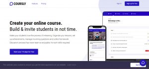 Interface of an E learning platform